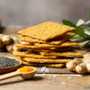 Turmeric crackers with poppy seeds